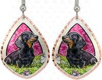 FAIRE - Copper Arts Fashion Earrings Blk & Tan Doxie Lovers Earrings!  Handmade in the USA Copper Art Earrings Dachshunds